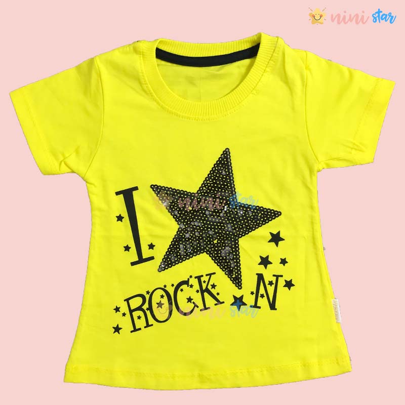 تی شرت و ساپورت دخترانه طرح ستاره زرد 2 - ninistar.com