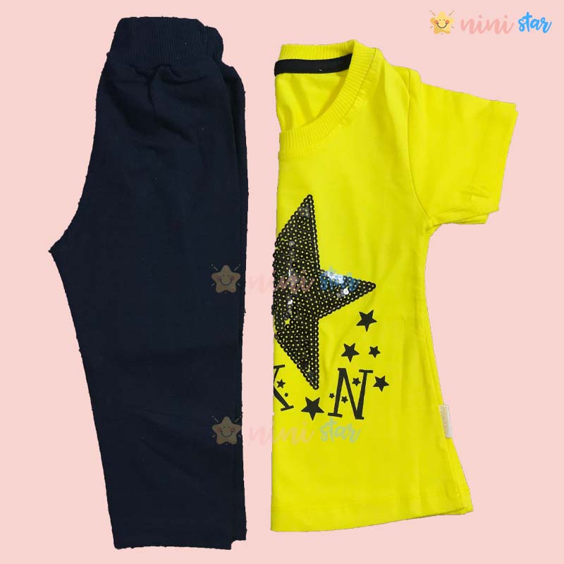 تی شرت و ساپورت دخترانه طرح ستاره زرد 3 - ninistar.com