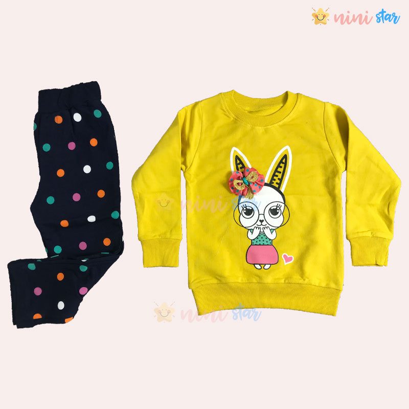 بلوز شلوار طرح خرگوش دخترانه زرد 1 - ninistar.com