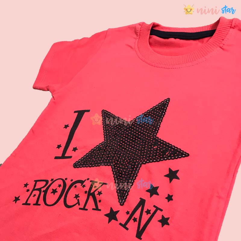 تی شرت و ساپورت دخترانه طرح ستاره صورتی 4 - ninistar.com