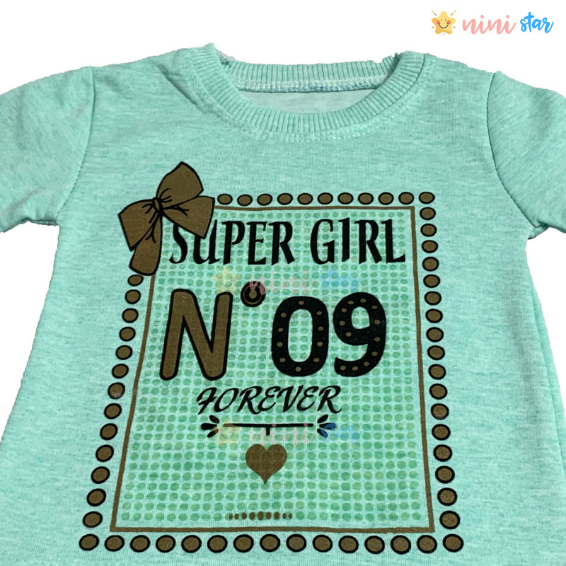 بلوز شلوار دخترانه super girl سبز 3 - ninistar.com