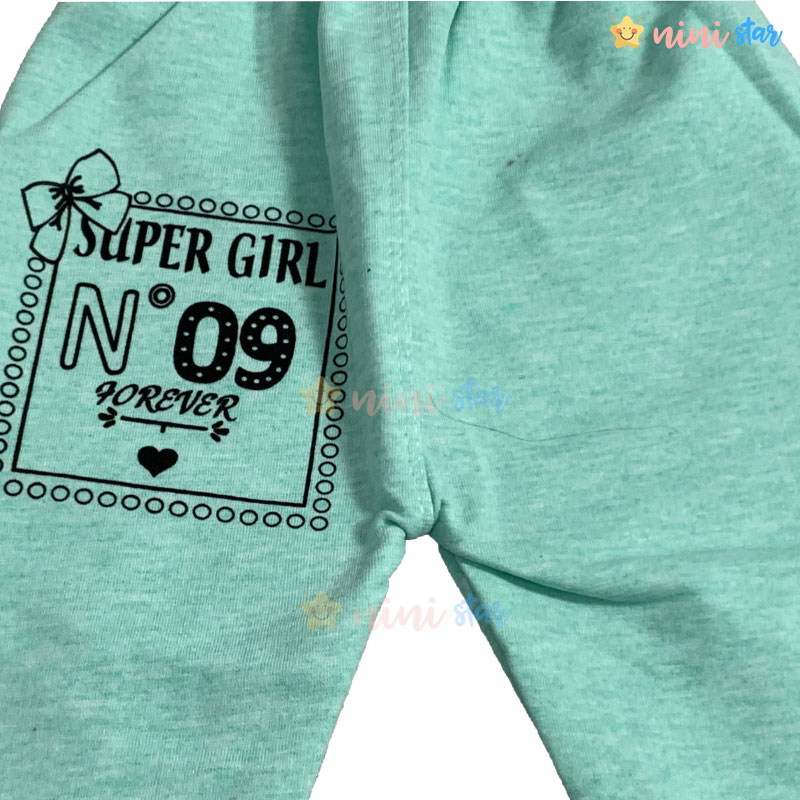 بلوز شلوار دخترانه super girl سبز 5 - ninistar.com