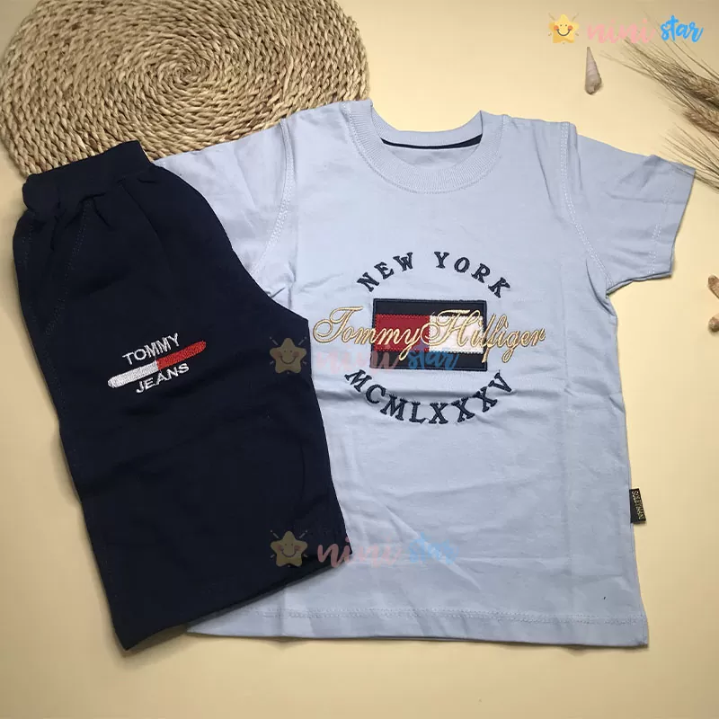 تی شرت شلوارک پسرانه مدل new york آبی روشن 1 - فروشگاه اینترنتی لباس کودک نی نی استار