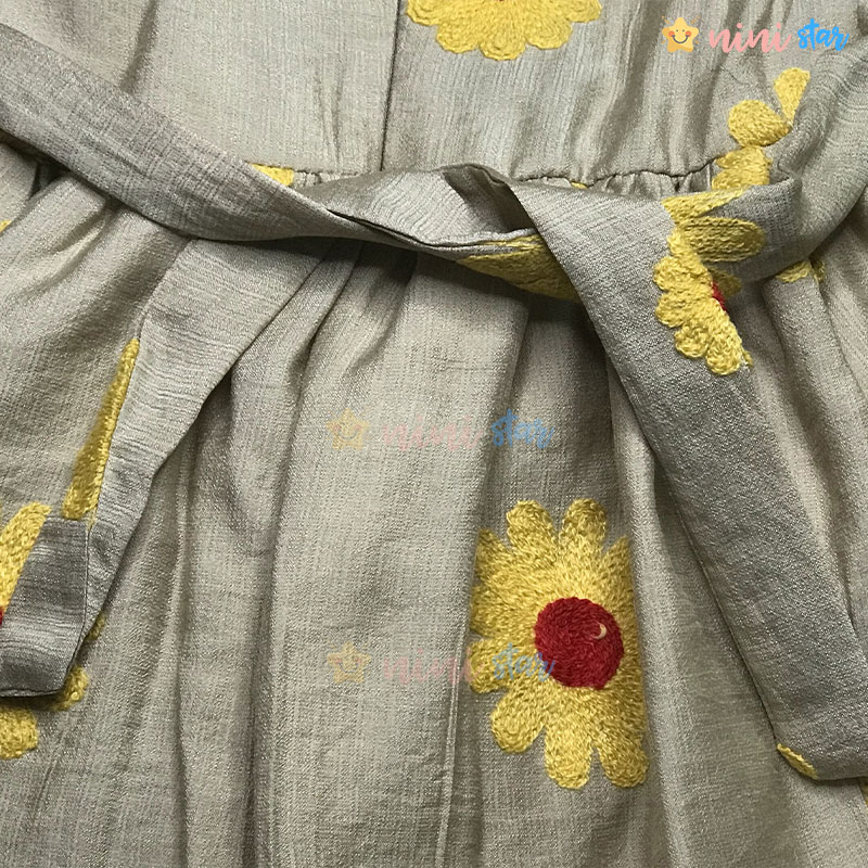 پیراهن قهوه ای گلدار دخترانه 8 - نی نی استار فروشگاه اینترنتی لباس کودک