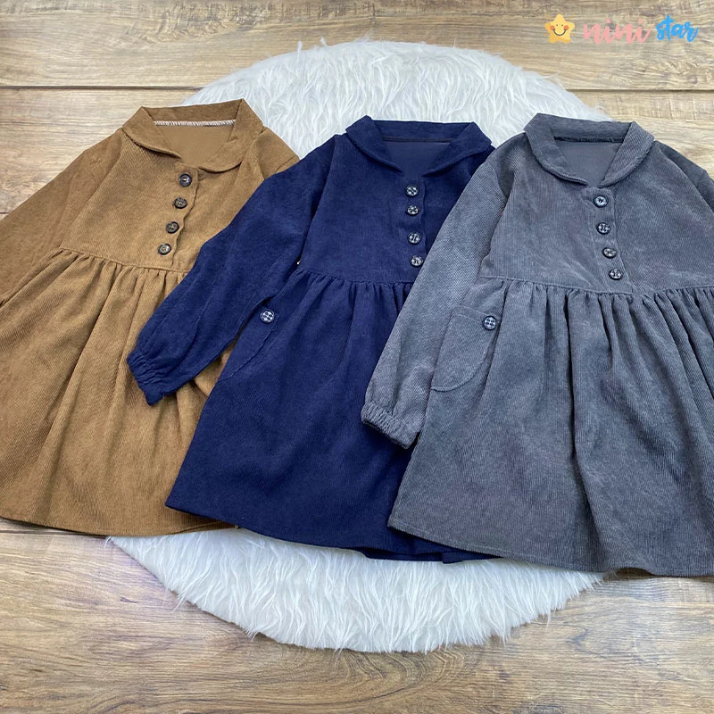 پیراهن دخترانه مخمل کبریتی 4 تا 8 سال - نی نی استار