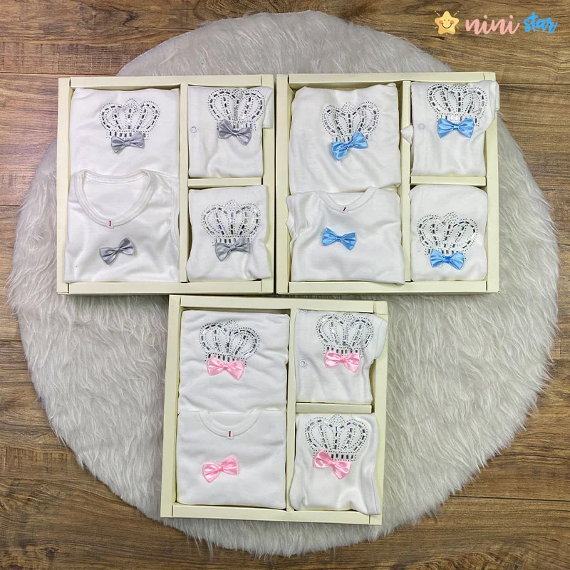 ست 5 تکه نوزادی جعبه ای مدل تاج - نی نی استار