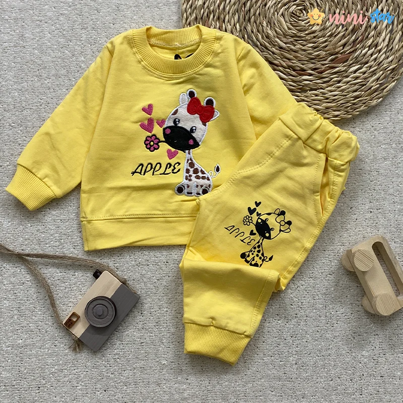 ست بلوز شلوار دخترانه مدل زرافه زرد - نی نی استار