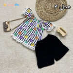 شومیز شلوارک نخی دخترانه 1 تا 3 سال گلدار - نی نی استار