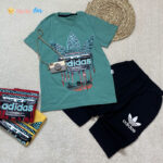 تیشرت شلوارک adidas پنبه 13 تا 15 سال سبز - نی نی استار