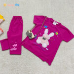 تیشرت شلوارک دخترانه DENIZ خرگوش پولکی سرخابی - نی نی استار