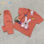 تیشرت شلوارک دخترانه DENIZ خرگوش پولکی گلبهی- نی نی استار