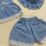ست 3تکه سارافون + شورت + کلاه جین نوزادی 3 - نی نی استار