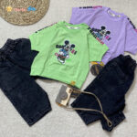 کراپ شلوارک دخترانه جین مدل میکی موس 1 الی 7 سال 4 - نی نی استار