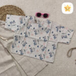 کراپ شلوار لینن دخترانه پارچه خارجی چاپ خرگوش 3 - نی نی استار