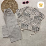 کراپ شلوار لینن دخترانه کد35283 طوسی - نی نی استار