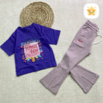 تیشرت شلوار دخترانه پنیه POSHIRAN طرح بستنی بنفش - نی نی استار