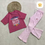 تیشرت شلوار دخترانه پنیه POSHIRAN طرح بستنی صورتی - نی نی استار