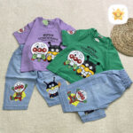 تیشرت شلوارک جین دخترانه طرح joker بنفش و سبز - نی نی استار