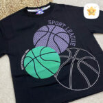 تیشرت مشکی پسرانه لانگ طرح بسکتبال 2 - نی نی استار