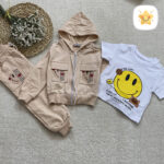 3 تکه سویشرت، تیشرت شلوار پنبه اسپرت 2 تا 6 سال کرم - نی نی استار