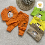 بلوز شلوار پنبه مدل کشتی مناسب 1 تا 2 سال نارمجی - نی نی استار