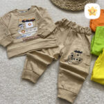 بلوز شلوار پنبه مدل کشتی مناسب 1 تا 2 سال کرم - نی نی استار