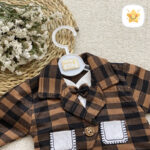 2تکه سرهمی پسرانه نوزادی و کلاه مدل چهارخانه 2 - نی نی استار