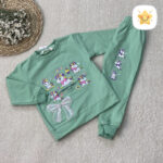 بلوز شلوار دخترانه DENIZ پنبه 3تک شاخ 2 تا 6 سال سبز - نی نی استار