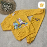 بلوز شلوار دخترانه DENIZ پنبه تک شاخ گلدوزی زرذ - نی نی استار