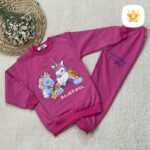 بلوز شلوار دخترانه DENIZ پنبه تک شاخ گلدوزی سرخابی - نی نی استار