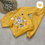 بلوز شلوار دخترانه DENIZ گربه تک شاخ پنبه زرد - نی نی استار