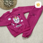 بلوز شلوار دخترانه DENIZ گربه تک شاخ پنبه سرخابی - نی نی استار