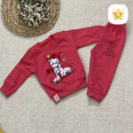 بلوز شلوار دخترانه مدل زرافه پنبه 1 تا 2 سال سرخابی - نی نی استار