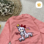 بلوز شلوار دخترانه مدل زرافه پنبه 1 تا 2 سال صورتی - نی نی استار