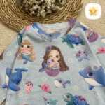 بلوز شلوار دخترانه چاپی پری دریایی 2 - نی نی استار