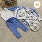 سرویس 5 تکه نوزادی رنگی NONAHALAN پنبه آبی - نی نی استار