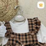 2تکه پیراهن و سارافون نوزادی قهوه ای - نی نی استار