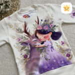 بلوز تک دخترانه چاپ دختر و گوزن پارچه اسپان 2 تا 12 سال 2 - نی نی استار