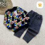 بلوز شلوار جین اسپرت (دختر و پسر) کیفیت عالی NY مناسب 4 تا 8 سال مشکی - نی نی استار