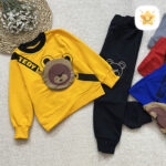 بلوز شلوار پسرانه مدل تدی کیف دار زرد - نی نی استار