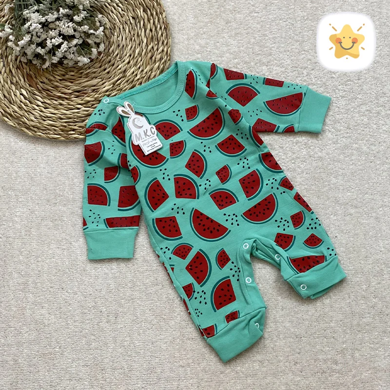 سرهمی نوزادی یلدایی جنس پنیه عالی طرح هندونه - نی نی استار