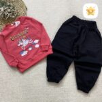 بلوز شلوار دخترانه برند DENIZ شلوار سندبادی کتان 2 تا 6 سال سرخابی