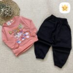 بلوز شلوار دخترانه برند DENIZ شلوار سندبادی کتان 2 تا 6 سال صورتی