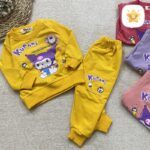 بلوز شلوار دخترانه پنبه برند DENIZمدل Kuromi چراغ دار 1 تا 2 سال زرد - نی نی استار