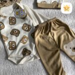 3 تکه نوزادی زیر دکمه + شلوار + کلاه مدل cute 2 - نی نی استار
