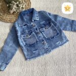 3 تکه کت شلوار جین دخترانه طرح LV نگین دار 4 تا 11 سال 3 - نی نی استار