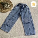 3 تکه کت شلوار جین دخترانه طرح LV نگین دار 4 تا 11 سال 5 - نی نی استار