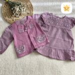 کت سارافون دخترانه کتان پارچه خارجی سایز نقلی بنفش - نی نی استار