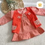 کت سارافون دخترانه کتان پارچه خارجی سایز نقلی نارنجی - نی نی استار