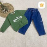 بلوز شلوار جین پسرانه مدل paris کیفیت عالی 2 تا 10 سال سبز - نی نی استار